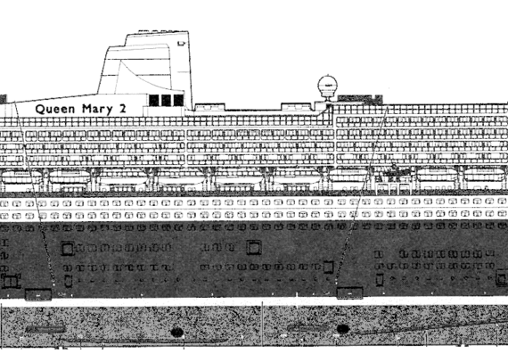 Корабль RMS Queen Mary 2 [Ocean Liner] - чертежи, габариты, рисунки